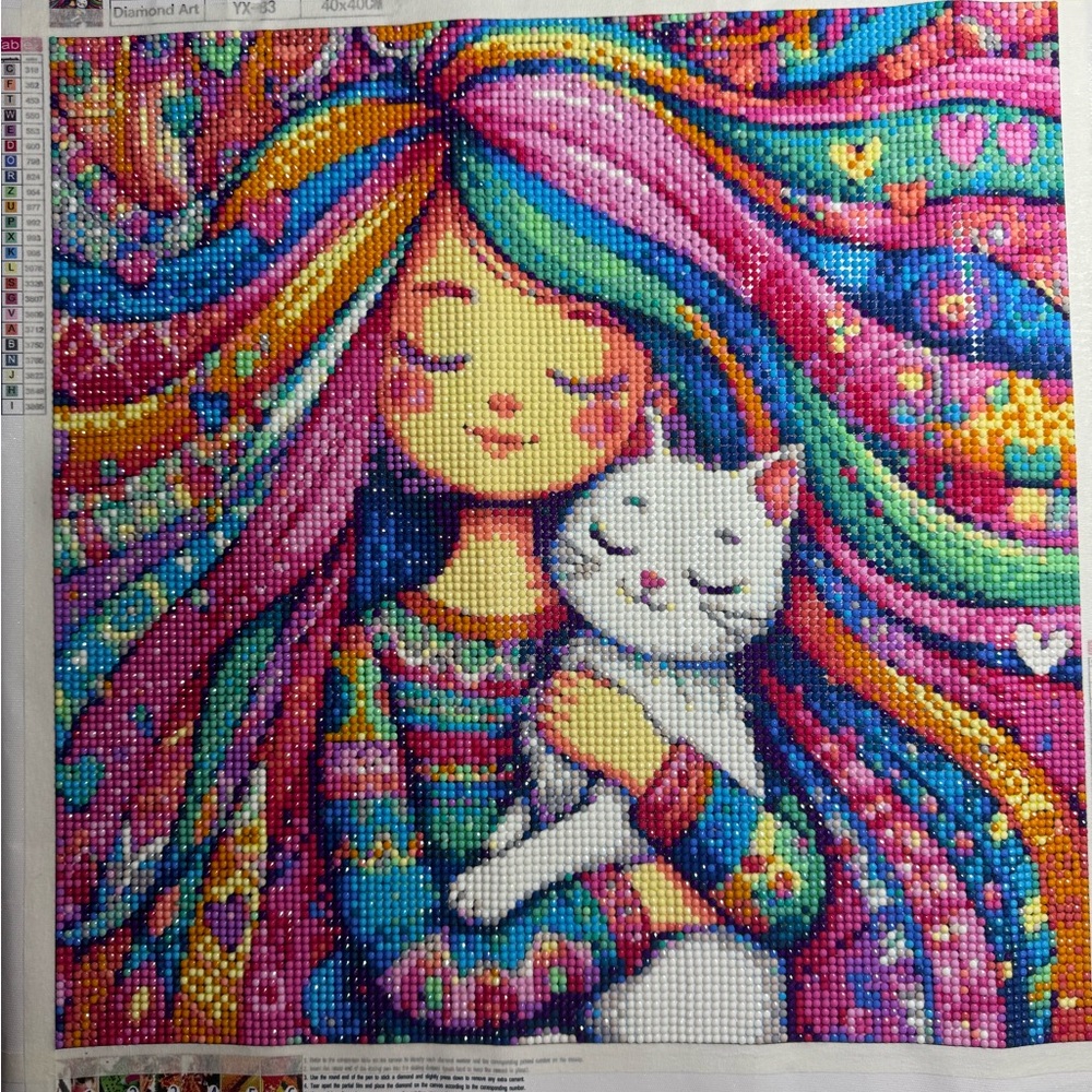 Rainbow Girl With Holding Her Cat